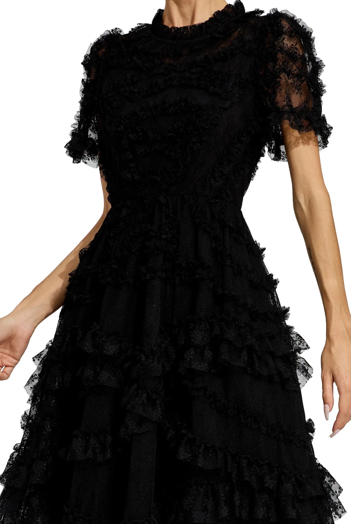 Floral mesh Black midi dress (Preorder)