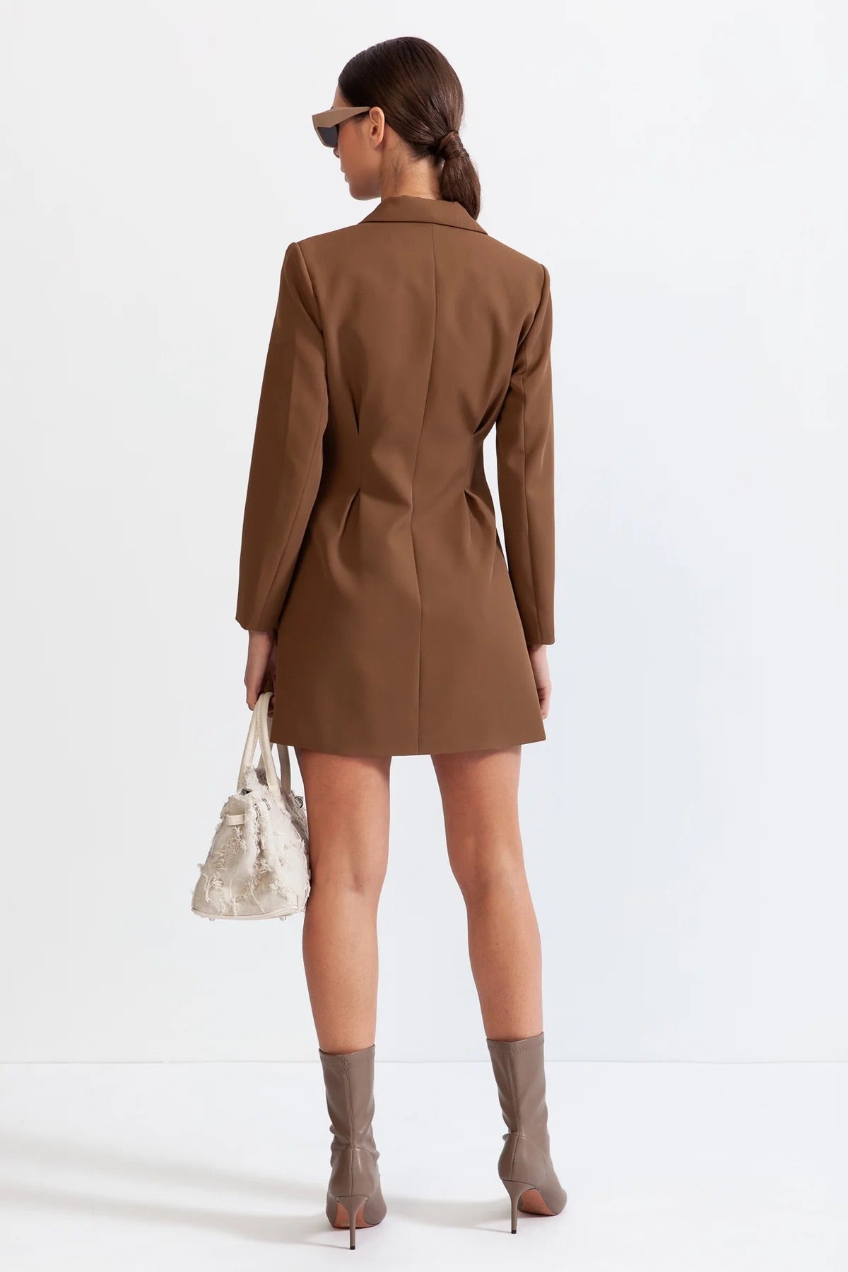 Brown mini blazer dress (8284687892718)