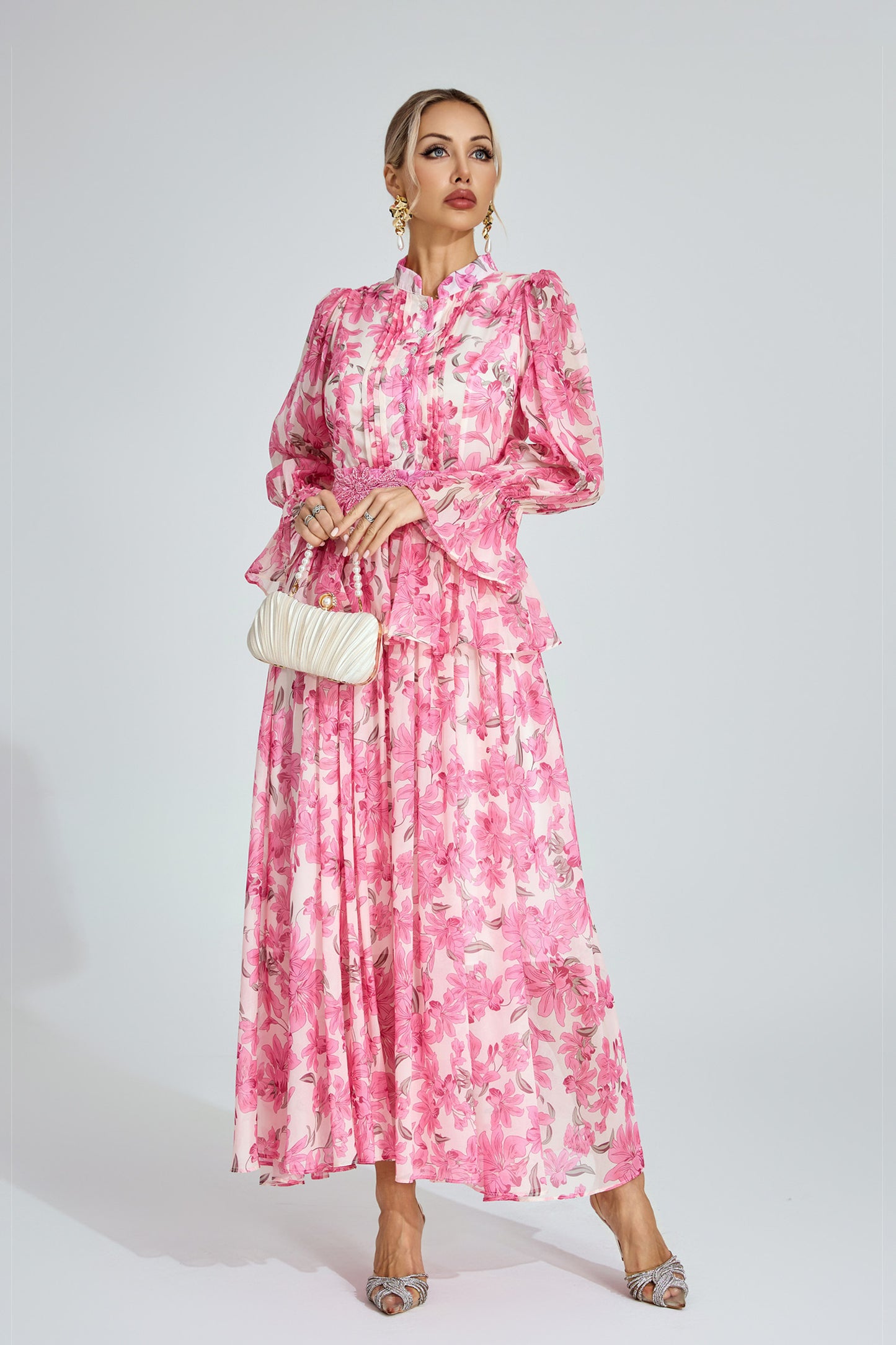 Celeste Peony Belted Maxi Dress
