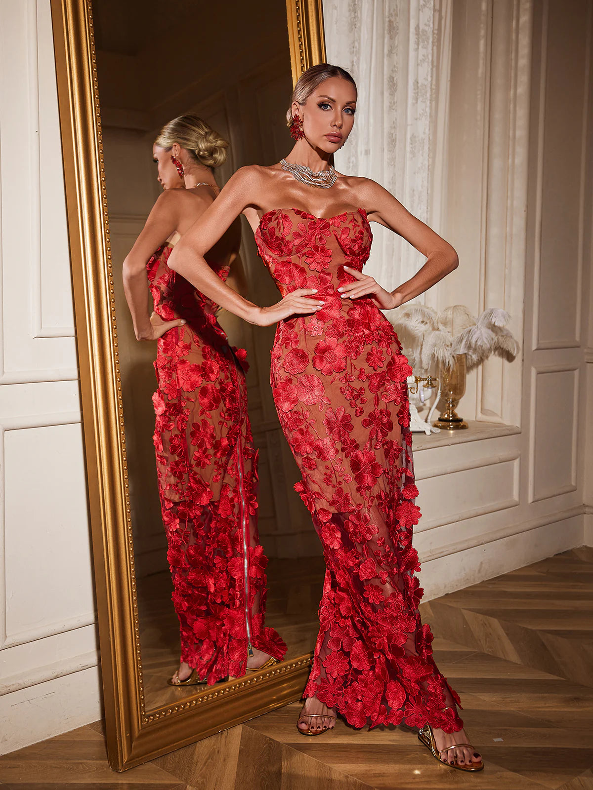 Élodie Floral Appliqué Gown