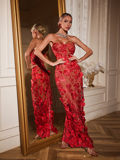 Élodie Floral Appliqué Gown