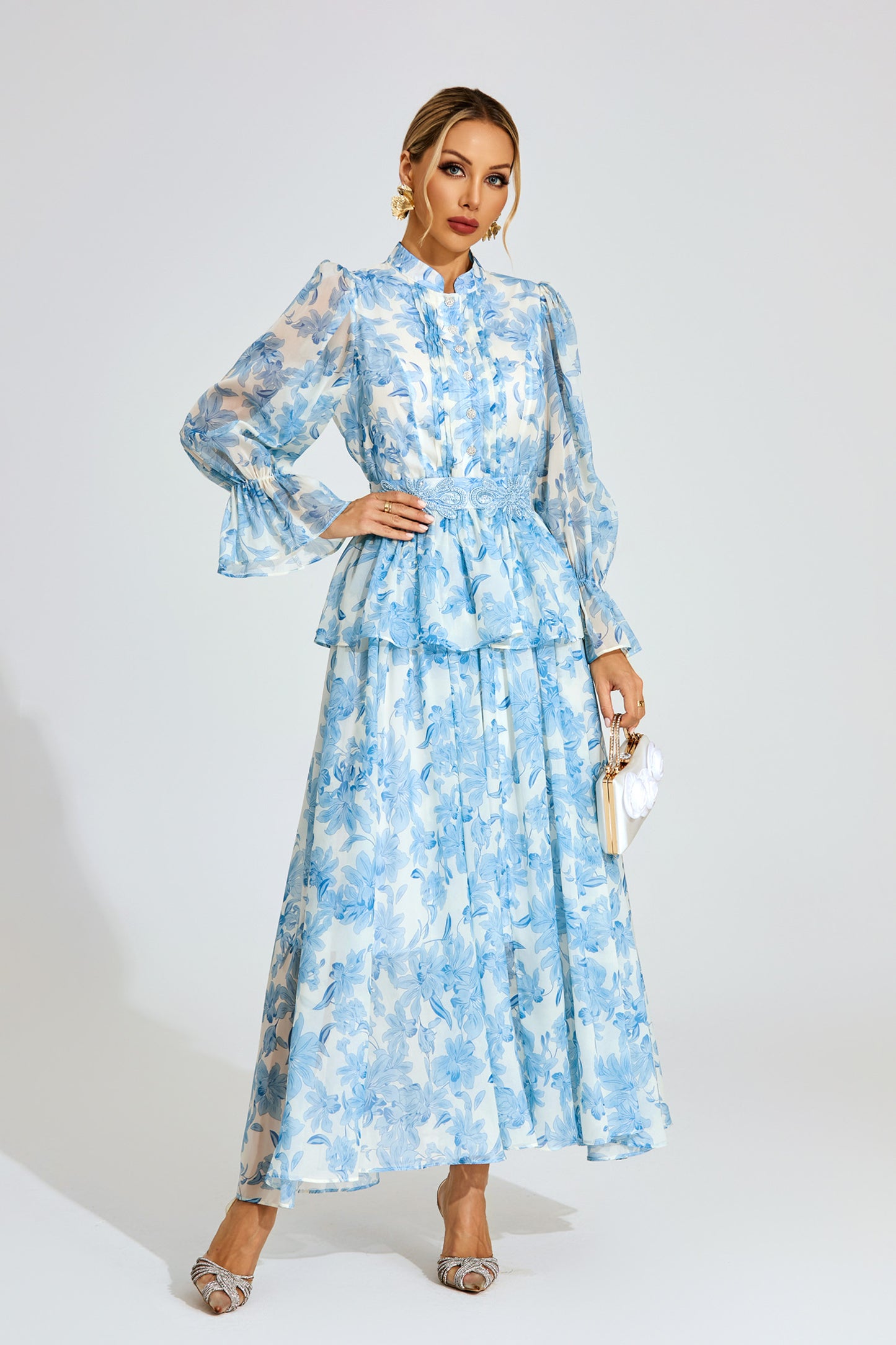 Celeste Peony Belted Maxi Dress