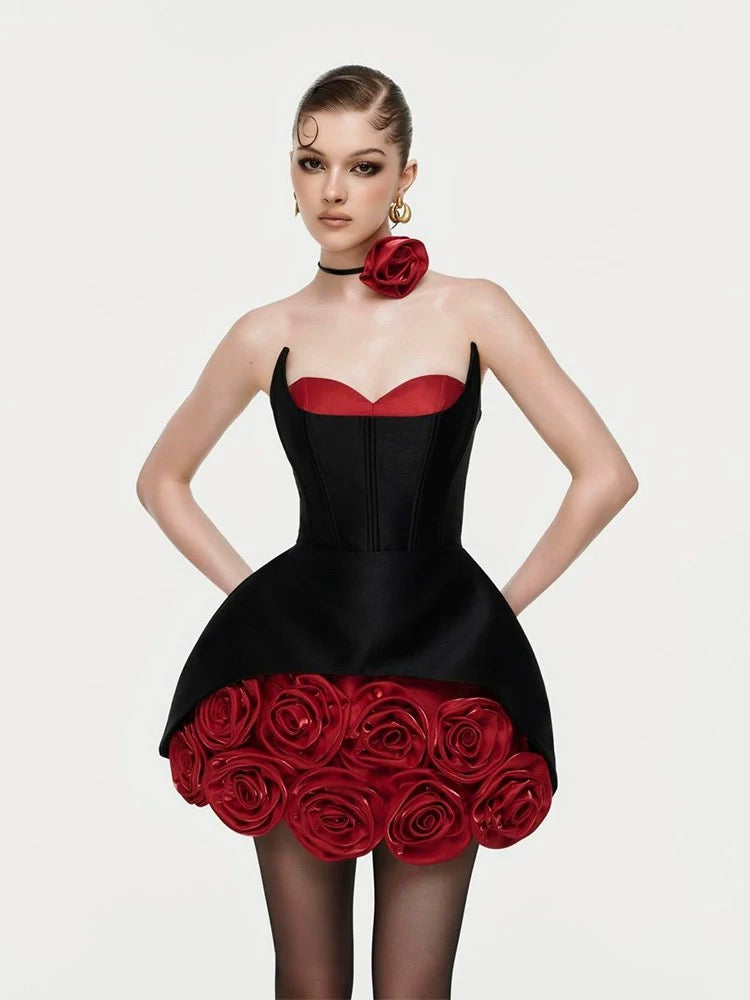 Rosa Petal Corset Mini Dress