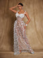 Flower white mesh maxi dress