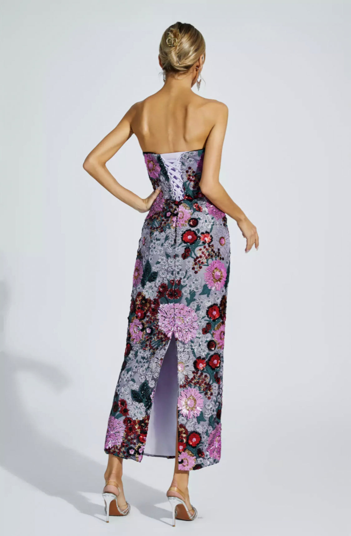 Amelie puff sleeves flower midi dress