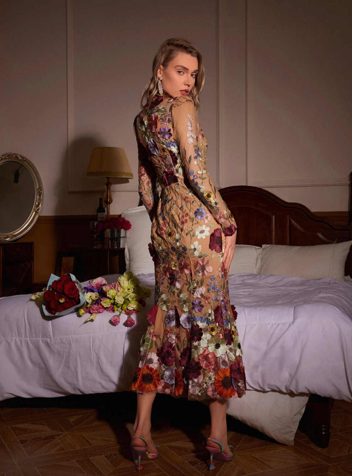 Gaëlle flower midi dress (8262050808046)