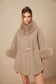 Wool belts fur cape coat