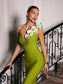 Flower green bandage maxi dress