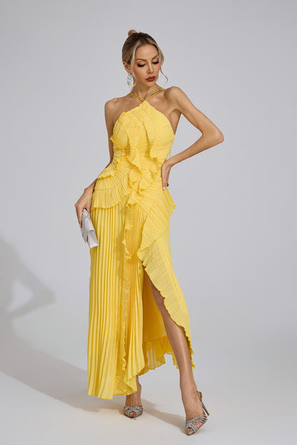 Amélie Pleated Ruffle Gown