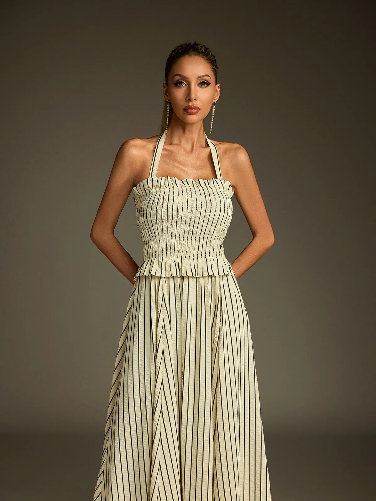 Celeste Stripe Halter Maxi Dress