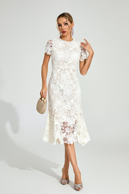 Florence White Lace Midi Dress