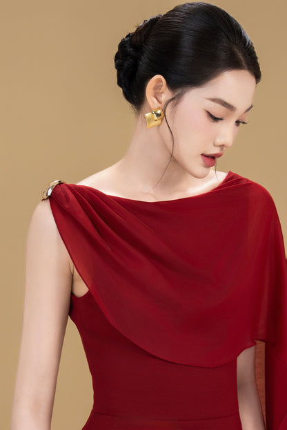 Davina cape maxi dress