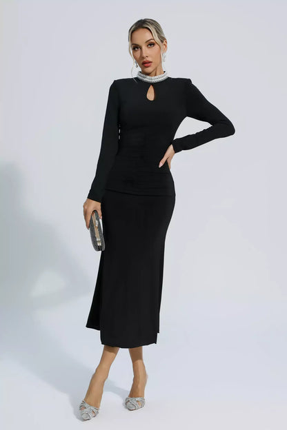 Monica Pearl Collar Midi Dress