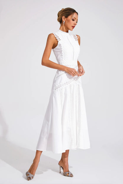 Sleeveless white maxi dress