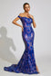 Blue mermaid sequins maxi dress