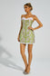 Gina green floral jacquard mini dress