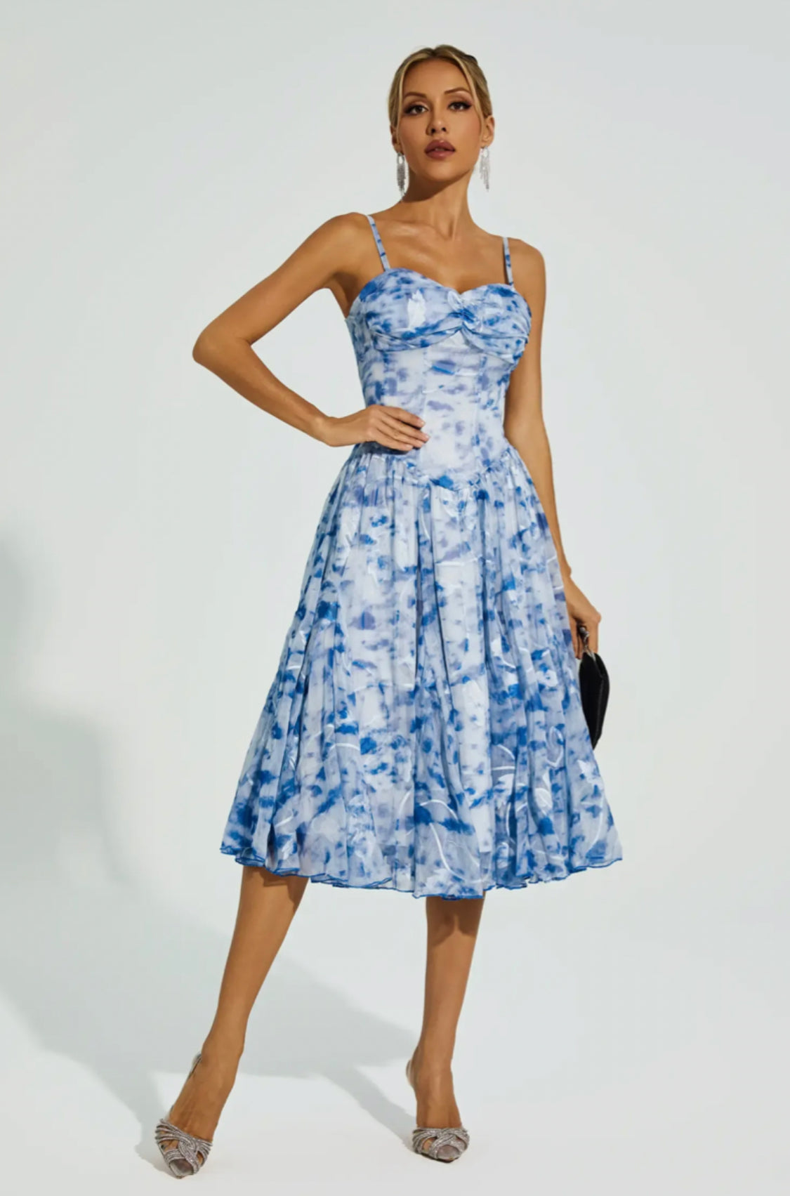 Carroll blue midi dress