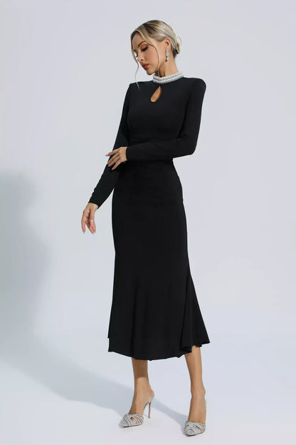 Monica Pearl Collar Midi Dress