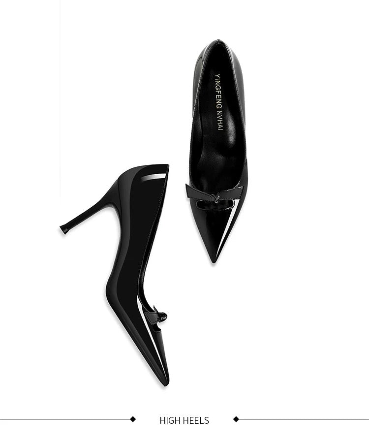 Black Patent Bow Pumps