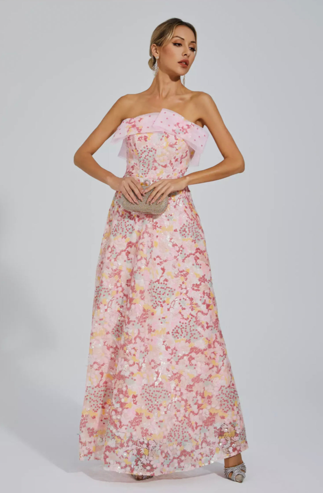 Priscilla sequin pink maxi dress