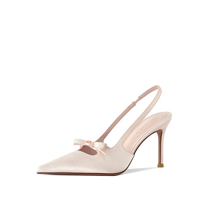 Rosalie Satin Bow Slingback Heels