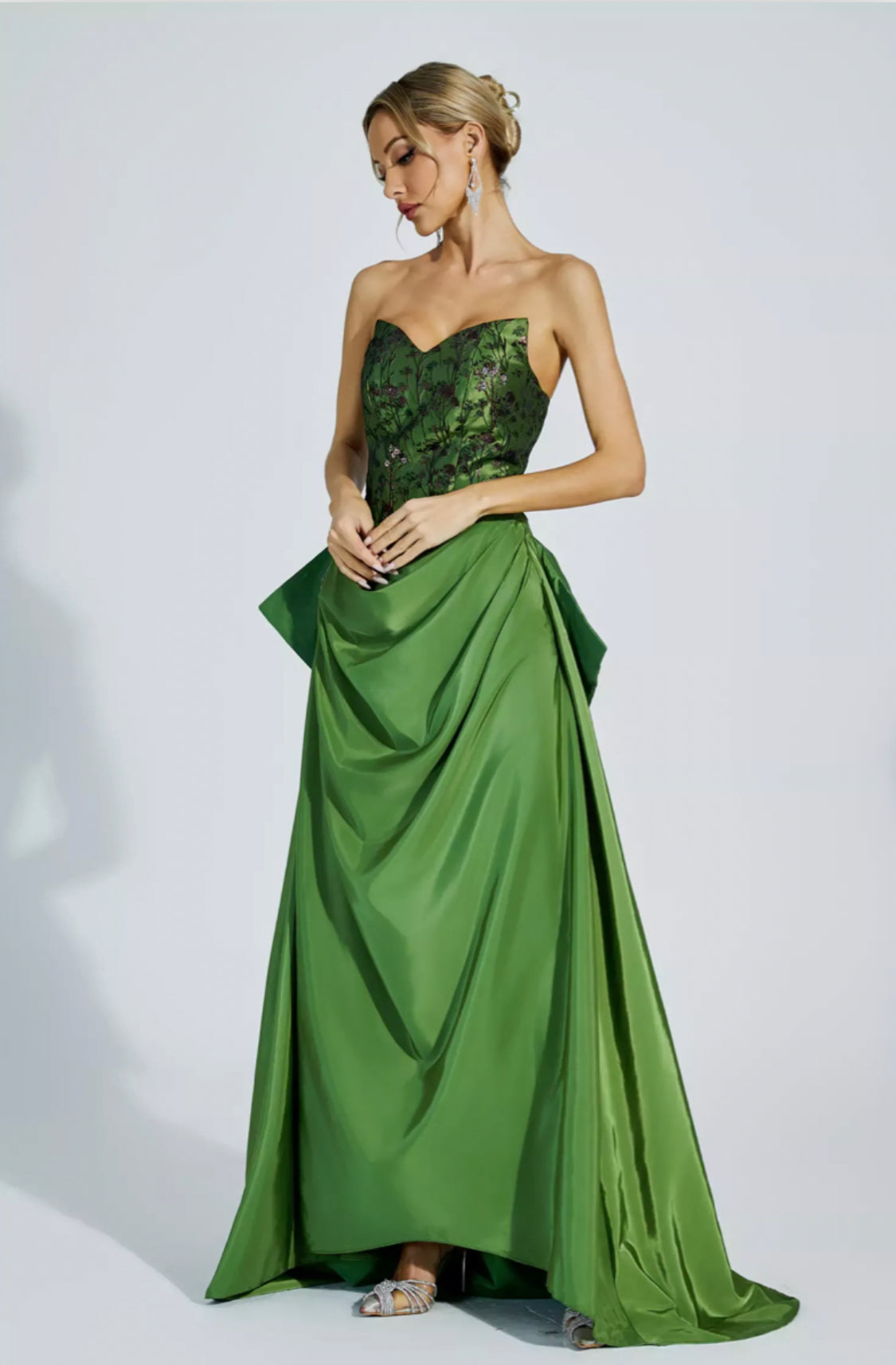 Dulce green bow maxi dress