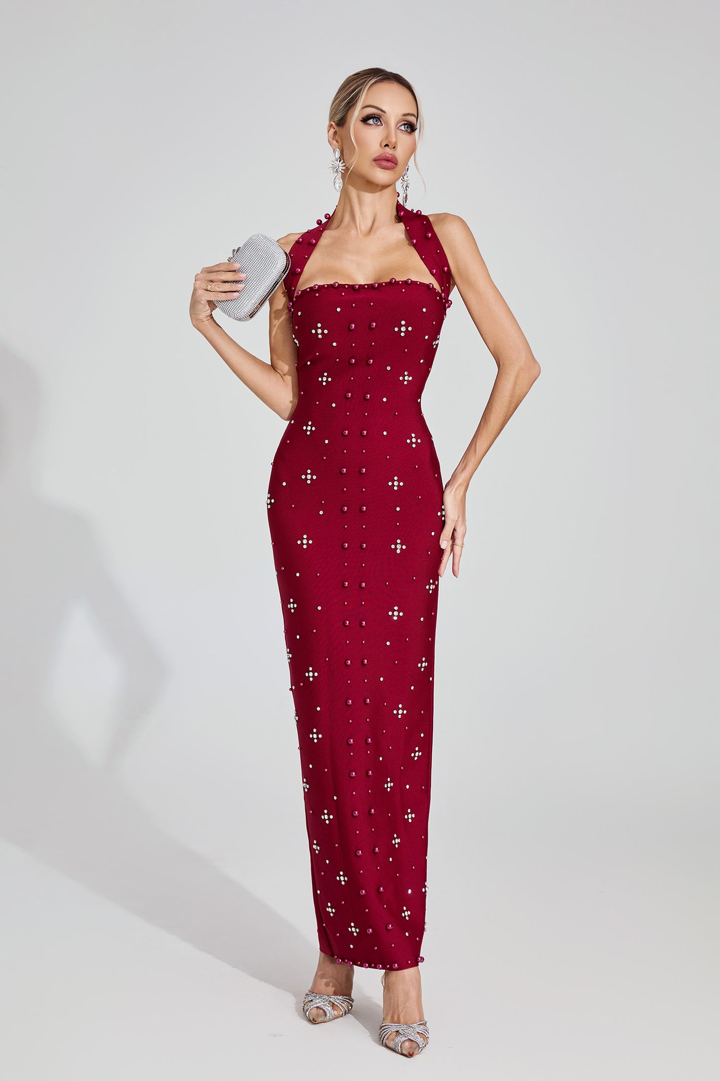 Pearla Garnet Halter Gown