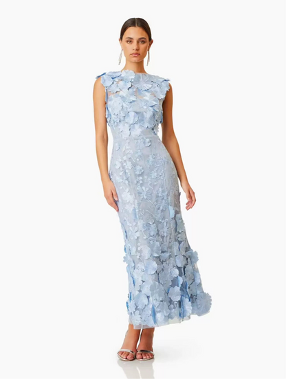 Fleur de Ciel blue Midi Dress