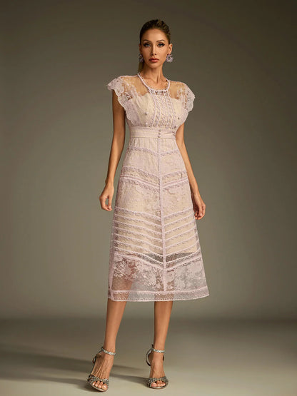 Éclat Lace Illusion Midi Dress