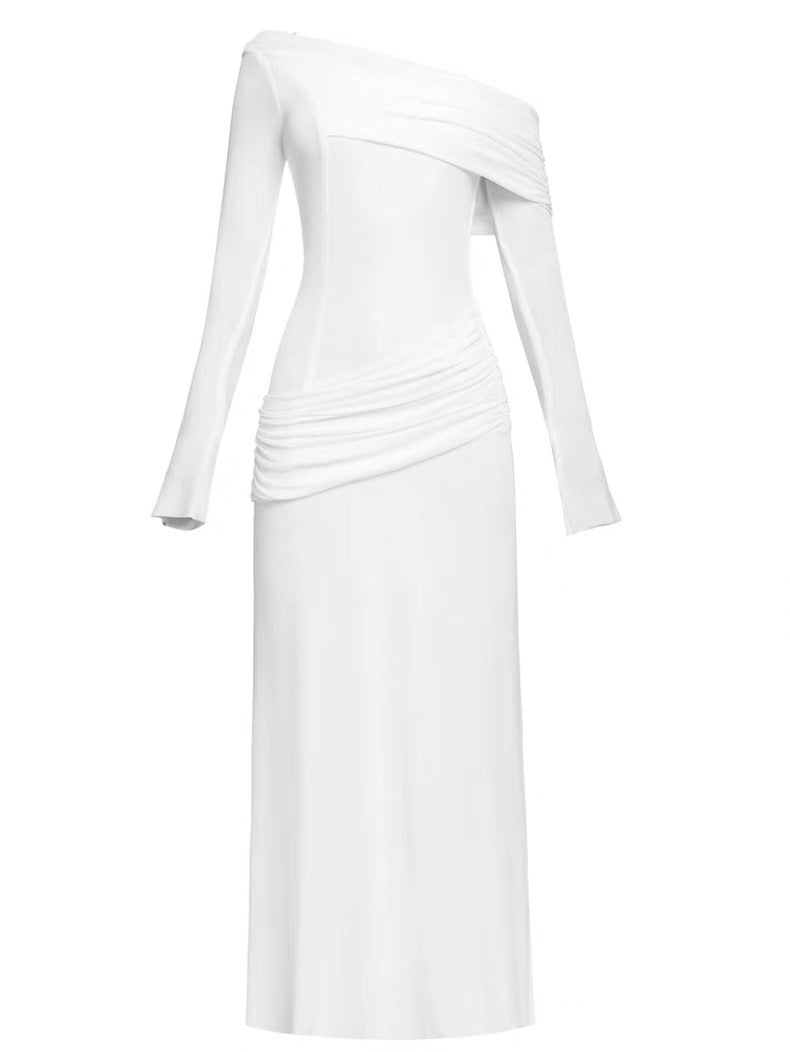 Cassia One-Shoulder Draped Gown