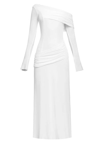 Cassia One-Shoulder Draped Gown