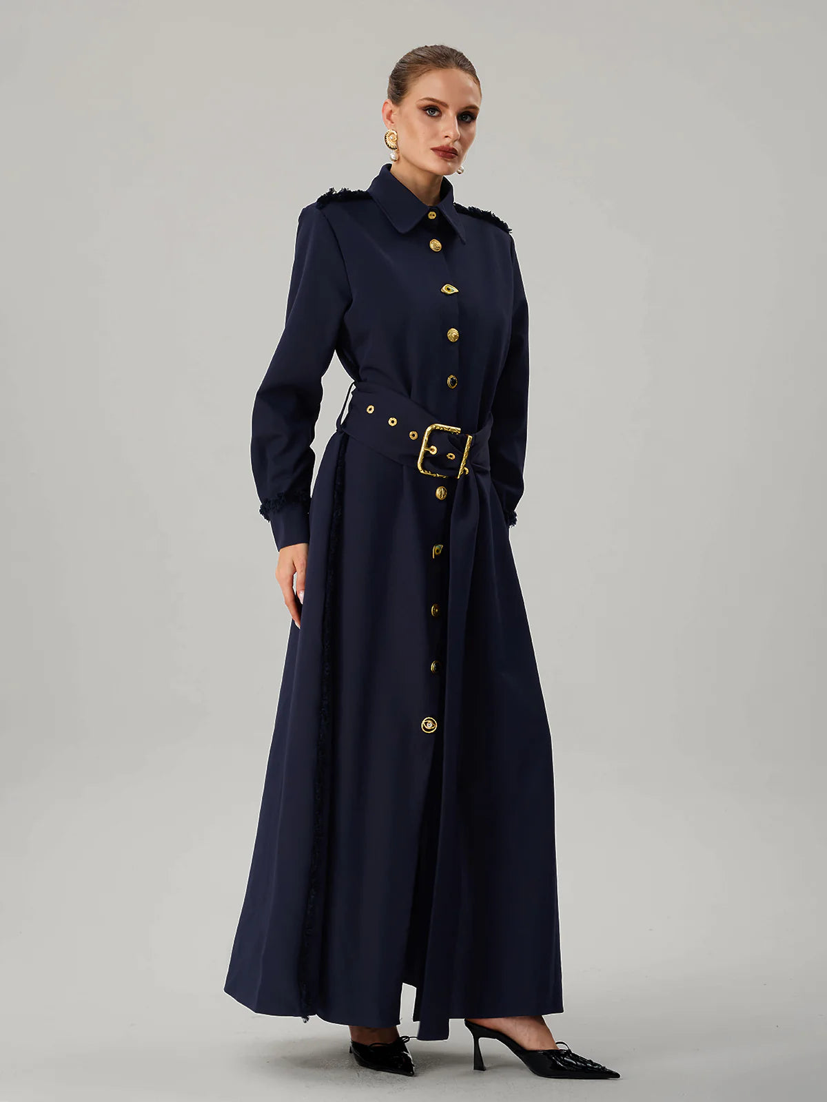 Étoile Navy Belted Maxi Dress