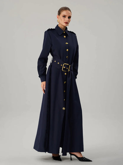 Étoile Navy Belted Maxi Dress