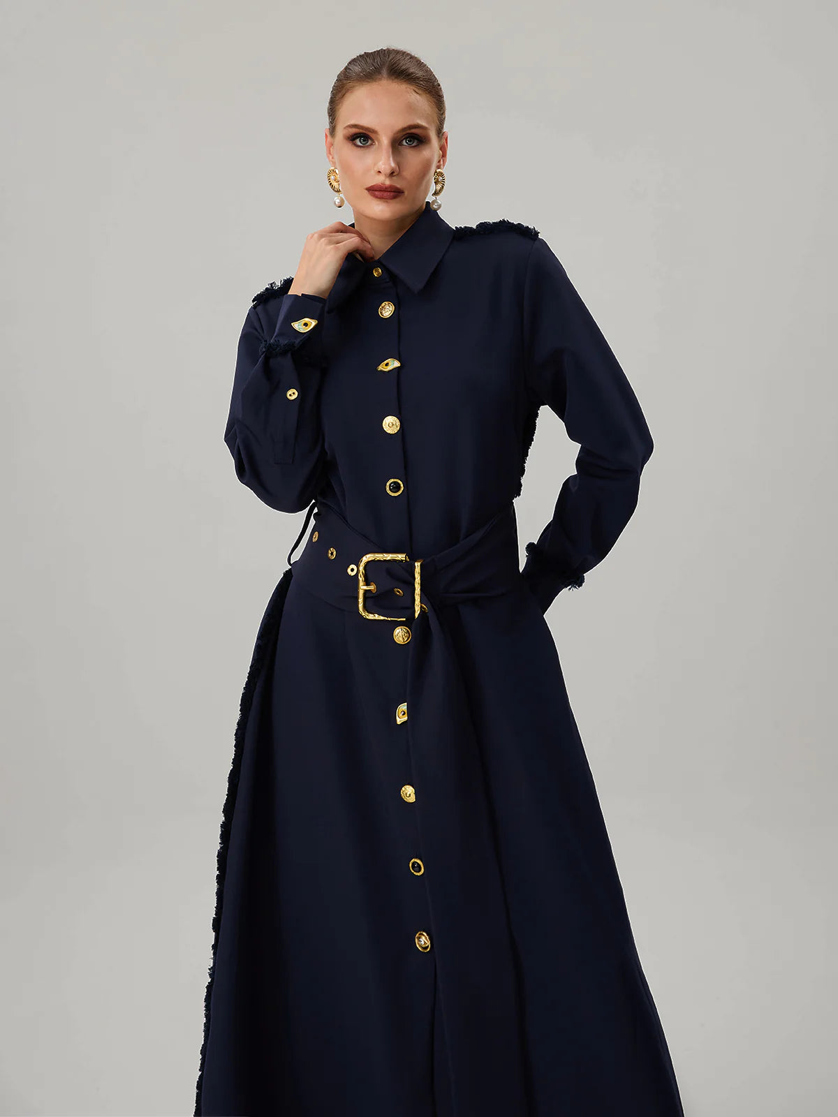 Étoile Navy Belted Maxi Dress