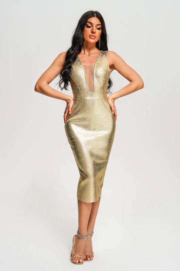 Senny metallic midi dress (8081426186478)