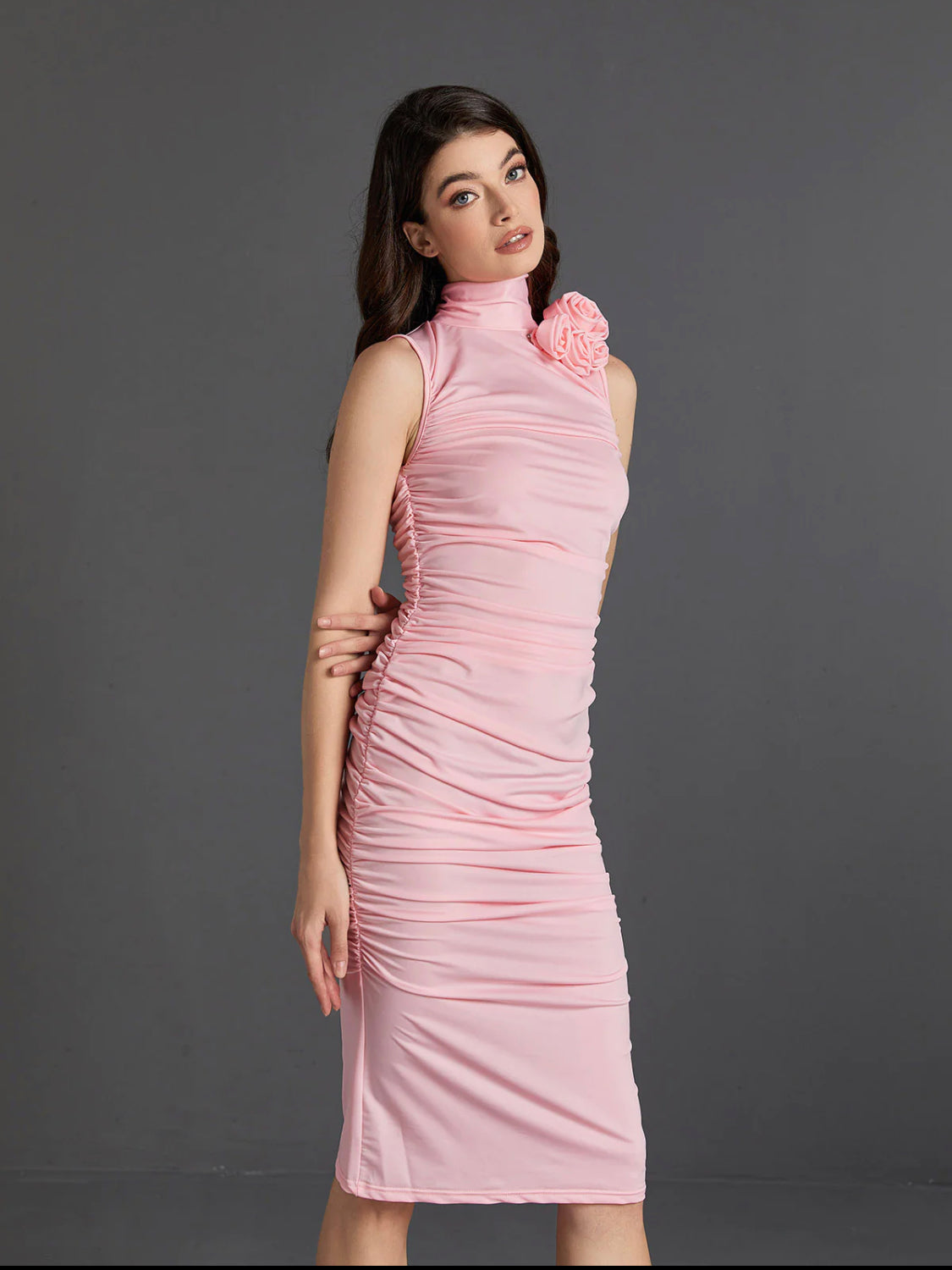 Nelly ruched midi dress (8056197546222)