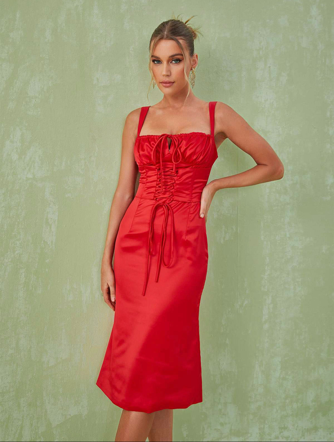 Elena satin midi dress (8056570740974)