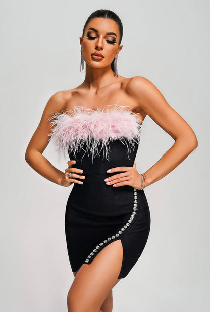 Keke feather mini dress (8080473751790)