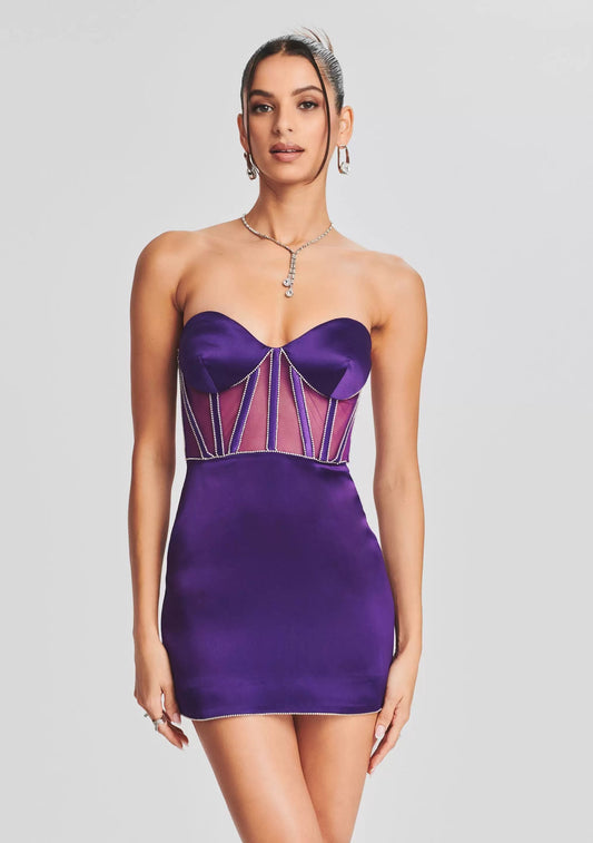 Violeta satin mini dress (8106113007854)