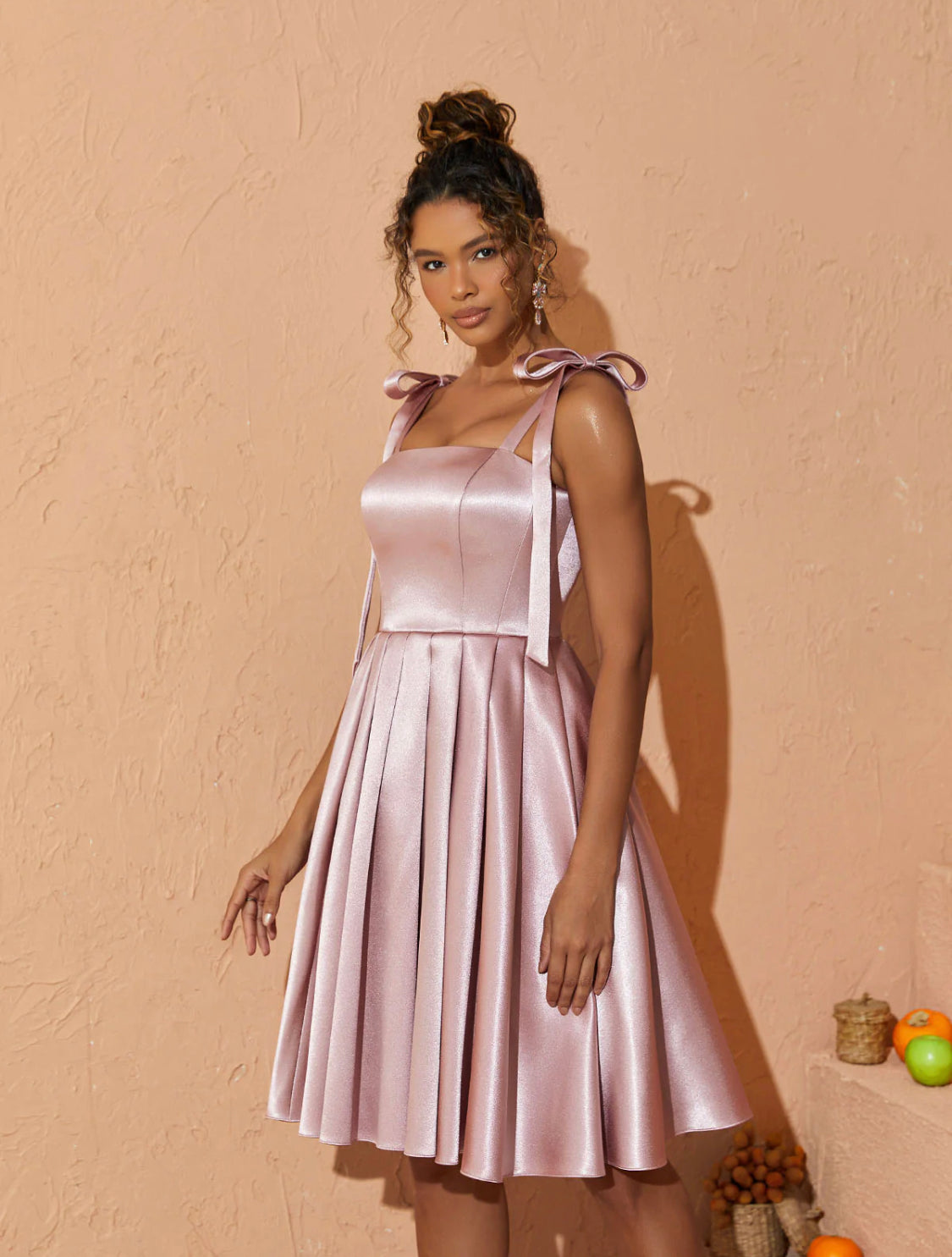 Dina satin pleated dress (8077947666670)