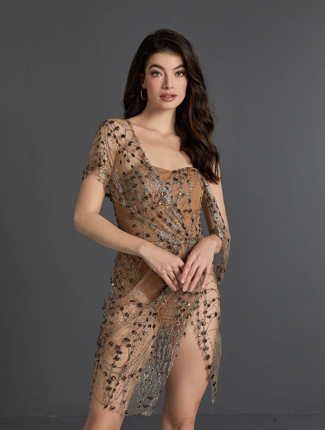 Winnie split sequin mini dress (8056205836526)