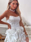 White flower satin mini dress