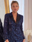 Blue sequins blazer suit set