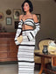 Stripe knitted top & skirt set