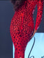 Red Acrylic mesh maxi dress