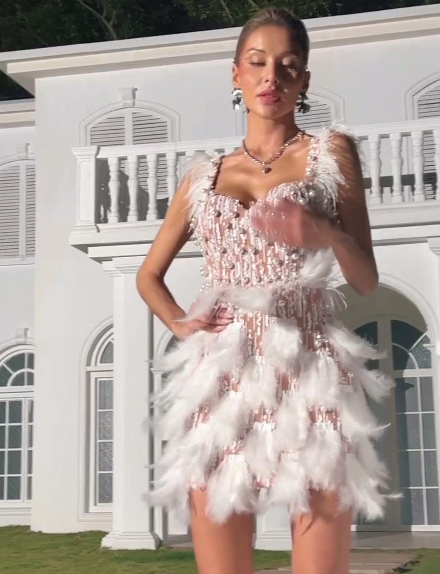 Angel feather/Pearl mini dress – Chaud Tokyo