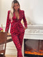 Red Leopard blazer suit set