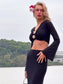 Fabiola rhinestones top/skirt set