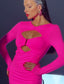 Long sleeves Pink cutout midi dress