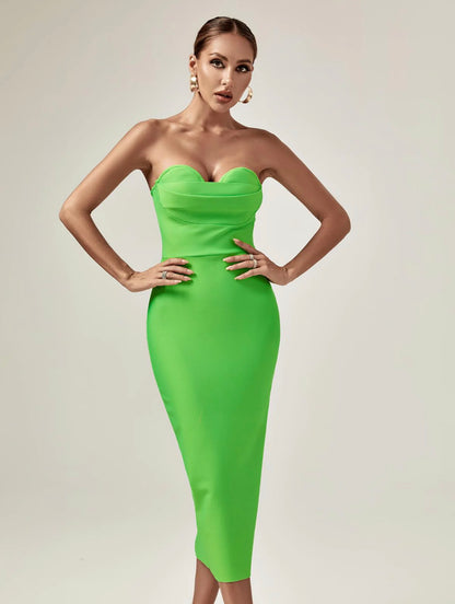 Pai bandage midi dress (8040100823278)